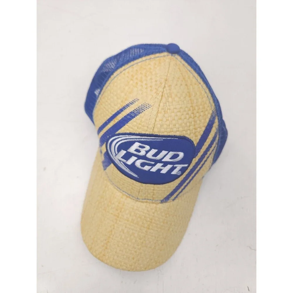 Bud Light Beer Wicker Trucker Hat Cap Adjustable Size Alcohol Budweiser Party - Picture 2 of 6